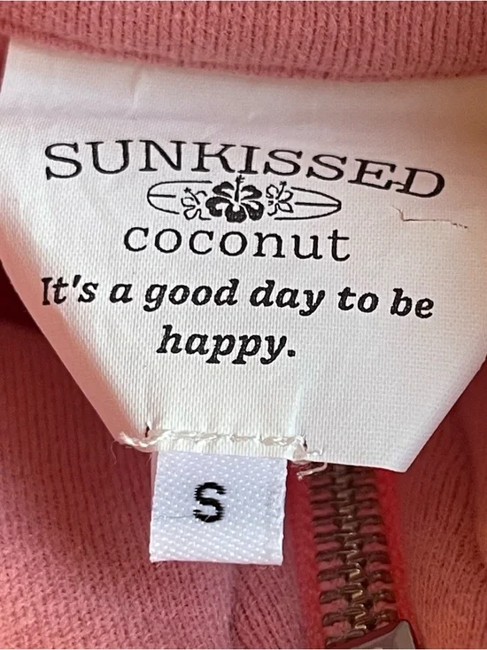 Sunkissed Coconut Quarter Zip Sweatshirt Size Small Ice Cream Pink - Picture 3 of 13
